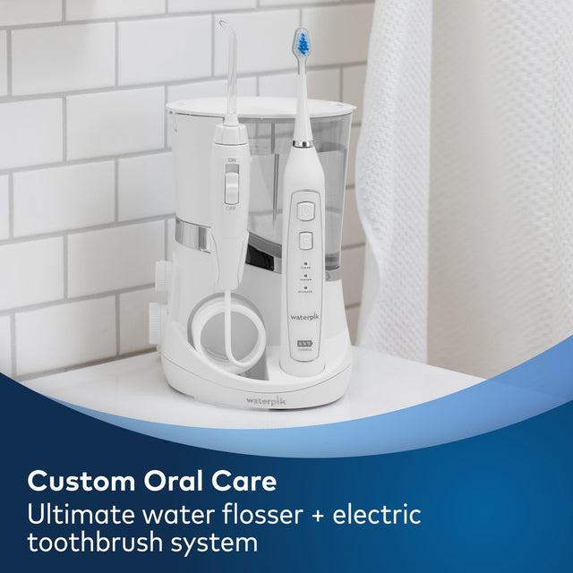 Waterpik Complete Care 5.0 Water Flosser + Sonic Electric Toothbrush, White