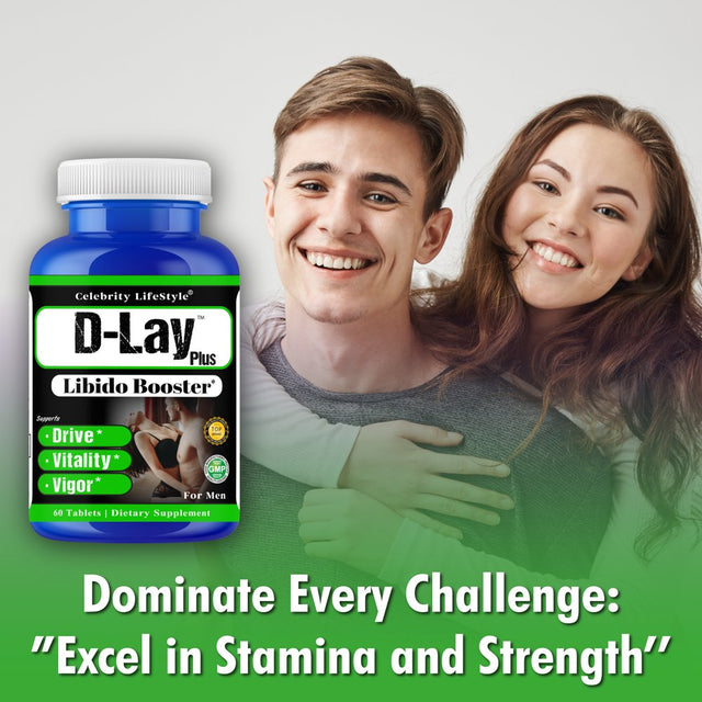 D-Lay plus Male Enhancing, Testosterone Booster Vitamins Supplements 60 Tablets by Celebrity Lifestyle