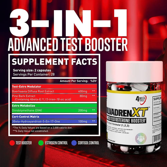 MAN Sports Nolvadren XT Advanced Testosterone Booster for Men - Muscle Builder Supplements for Men - Naturally Supports Free Testosterone Levels - 56 Capsules