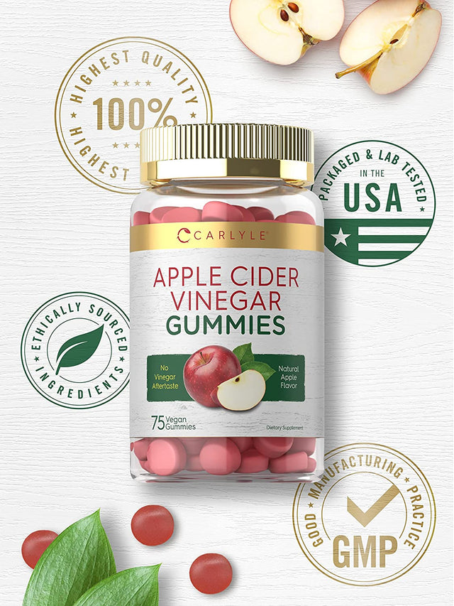 Carlyle Vegan Apple Cider Vinegar Gummies | 75 Count | Natural Apple Flavor | Non-Gmo, Gluten Free | ACV Supplement