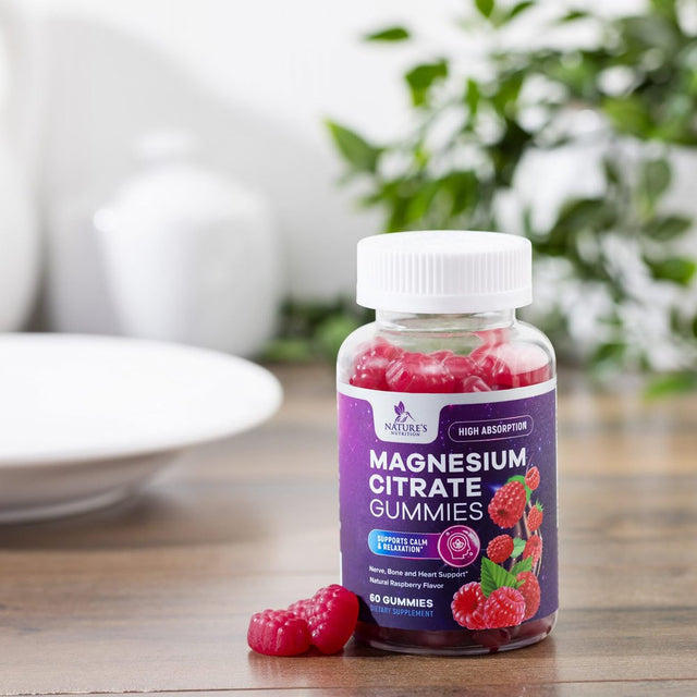 Magnesium Citrate Gummies - Magnesium Supplement for Adults & Kids - Supports Calm Magnesium Gummy Dietary Supplements for Muscle, Nerve, Bone & Heart Support - 60 Non-Gmo Raspberry Magnesium Gummies