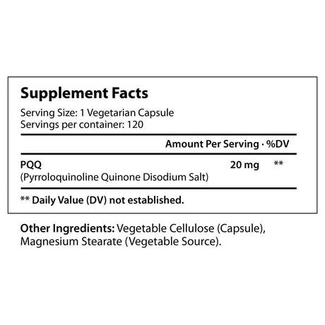 PQQ 20 Mg - 120 Vegetarian Capsules