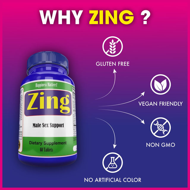 Zing Male Testosterone Supplements, Energy & Stamina Booster (Pack of 2)