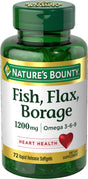 Nature'S Bounty Omega 3-6-9 1200 Mg Softgels, Fish, Flax, Borage for Heart Health, 72 Ct