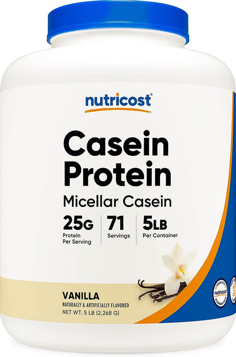 Nutricost Casein Protein Powder 5Lb Vanilla - Micellar Casein, Gluten Free, Non-Gmo