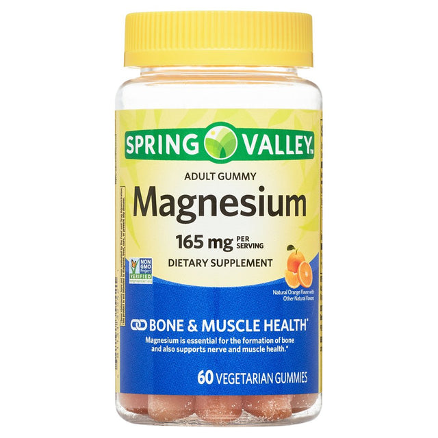 Spring Valley Bone and Muscle Magnesium Supplement Gummies, Orange, 165 Mg, 60 Count