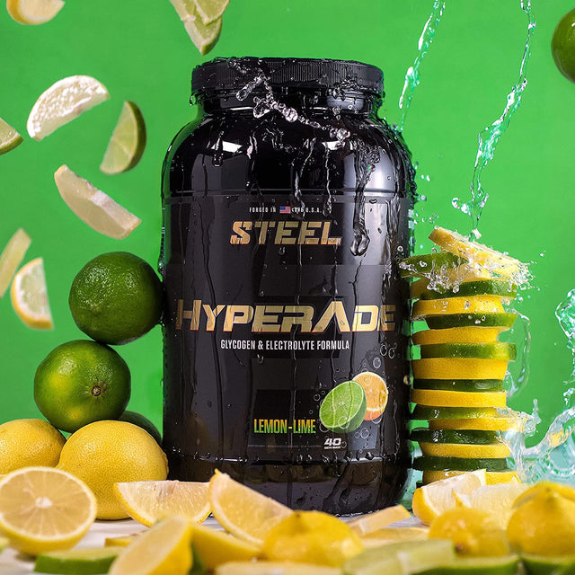 Steel Supplements Hyperade | Advanced Hydration Powder W/Fast Absorbing Electrolytes & Glycogen Formula for Quick Replenishment of Energy & Recovery | Pre/Intra/Post Workout (Lemon-Lime)