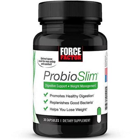 Probioslim Probiotic and Weight Loss Supplement for Women and Men with Probiotics, Burn Fat, Lose Weight, Reduce Gas, Bloating, Constipation, and Support Digestive Health, Force Factor, 30 Capsules