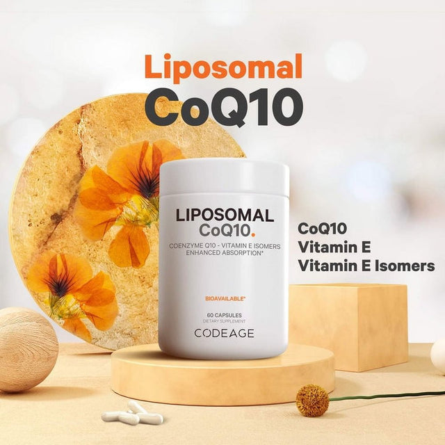 Codeage Liposomal Coq10, Vitamin E Tocopherols & 125 Mg Coenzyme Q10, Cardiovascular Support, 60 Ct