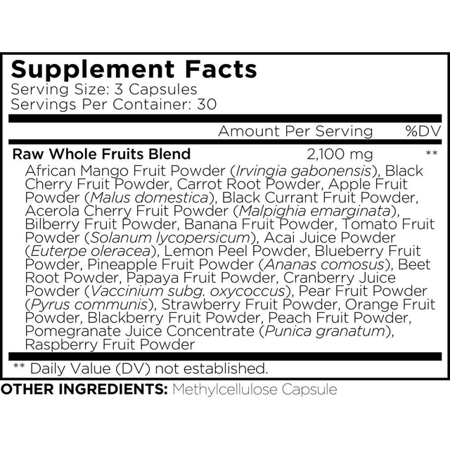 Amen Fruits, Daily Fruits Vitamins Supplements, Raw Whole Fruits Multivitamin Capsules, Vegan, 90 Ct