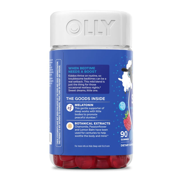 OLLY Kids Sleep Support Gummy Supplement, 0.5Mg Melatonin, L Theanine, Raspberry, 90 Ct