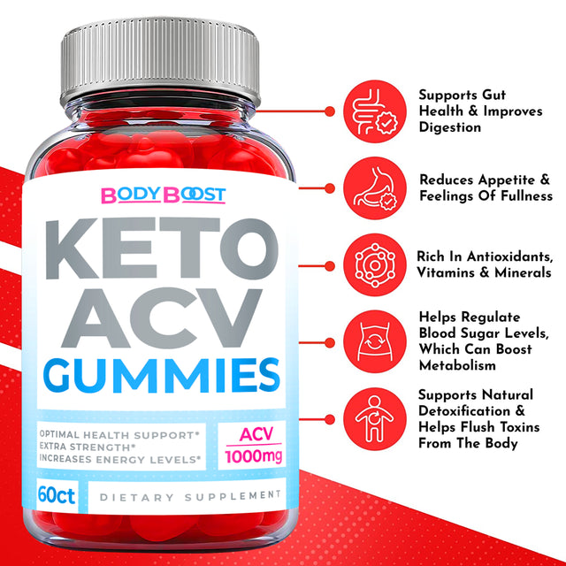 (2 Pack) Body Boost Keto ACV Gummies - Supplement for Weight Loss - Energy & Focus Boosting Dietary Supplements for Weight Management & Metabolism - Fat Burn - 120 Gummies