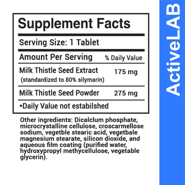 Activelab Milk Thistle Pills and Herbal Health Supplement, Supports Liver Health Silymarin), 450Mg, 60 Capsules