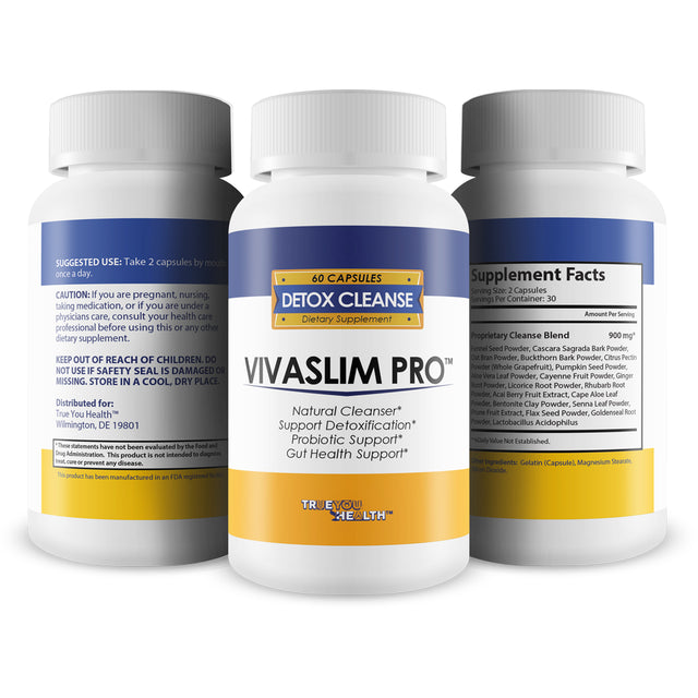 Vivaslim Pro - Premium Detox Cleanse Supplement - Natural Formula with Bonus Probiotics to Rejuvenate Your Body - Support Energy, Vitality, Weight Loss - Aid Gut Health & Digestive Health