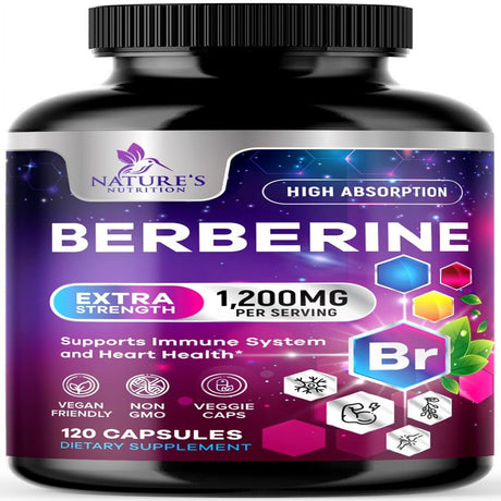 Berberine Supplement 1200Mg per Serving - High Absorption Heart Health Support & Immune System Support - Berberine plus - Berberine HCL Supplement Pills, Gluten-Free, Non-Gmo - 120 Veggie Capsules