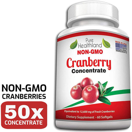 NON GMO Cranberry Concentrate Supplement Pills for Urinary Tract Infection UTI. Equal to 12600 Mg Fresh Cranberries! Promote Kidney Urinary Bladder Health. No Sugar HIGH POTENCY FREE 2 Day DELIVERY