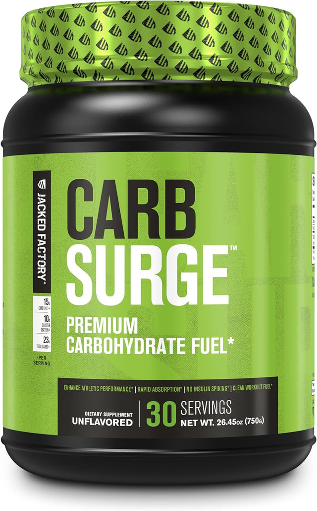 Carb Surge Carbohydrate Powder - Clean Workout Fuel W/ Carb10 Pea Starch & Cluster Dextrin for Enhanced Performance, Lean Muscle Mass, and More - Unflavored, 30 SV