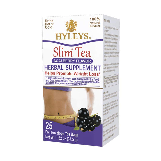 Hyleys Colon Cleanse Blackberry (1 Pack) and Hyleys Slim Tea Acai Berry Flavor - Weight Loss Herbal Supplement Cleanse and Detox - 25 Tea Bags (1 Pack)