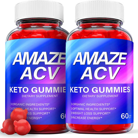 (2 Pack) Amaze Keto ACV Gummies - Supplement for Weight Loss - Energy & Focus Boosting Dietary Supplements for Weight Management & Metabolism - Fat Burn - 120 Gummies