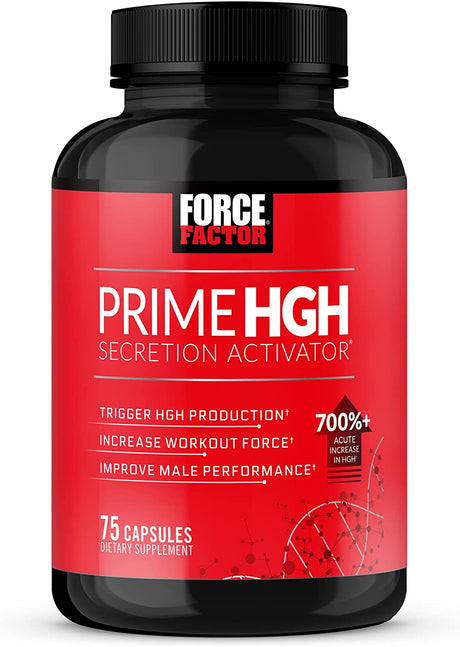 Force Factor Prime HGH Secretion Activator, HGH Supplement for Men with Clinically Studied Alphasize to Help Trigger HGH Production, Increase Workout Force, and Improve Performance, 75 Capsules