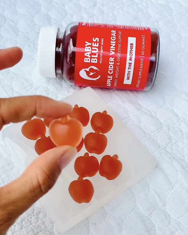 Apple Cider Vinegar Gummies - Vegan, Non-Gmo & Gluten-Free, Postpartum Dietary Supplement with Both Vitamin B-6 & B12, 60 Pieces per Bottle