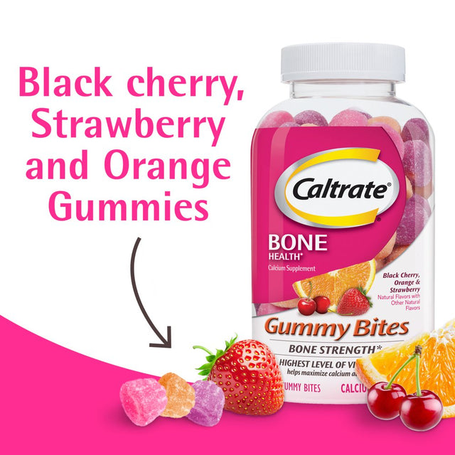 Caltrate Gummy Bites 500 Mg Calcium and Vitamin D Supplement, Black Cherry, Strawberry, Orange - 50 Count