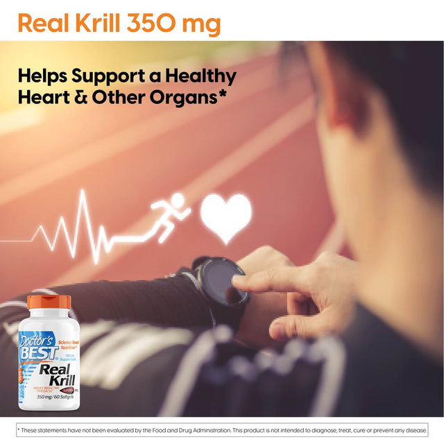 Doctor'S Best Real Krill, Non-Gmo, Gluten Free, Highly Active Omega-3'S, 60 Softgels