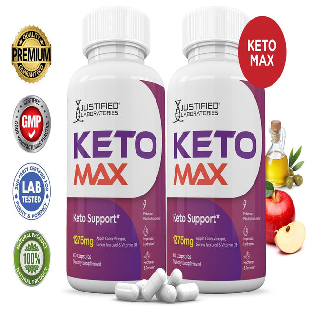 (2 Pack) Keto Max ACV Pills 1275Mg Dietary Supplement 120 Capsules