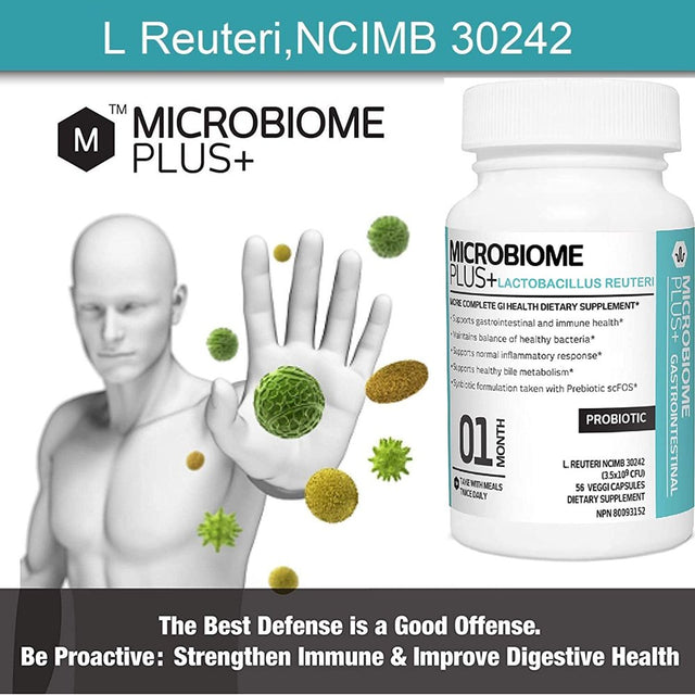 Gastrointestinal Probiotics L Reuteri NCIMB 30242 GI Digestive Supplements Capsule, Allergy Safe & Gluten Free for Men and Women (1 Month Supply)