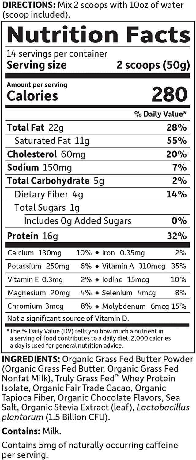 Garden of Life Dr. Formulated Keto Meal Balanced Shake - Chocolate Powder, 14 Servings, Truly Grass Fed Butter & Whey Protein plus Probiotics, Non-Gmo, Gluten Free, Ketogenic, Paleo Meal Replacement