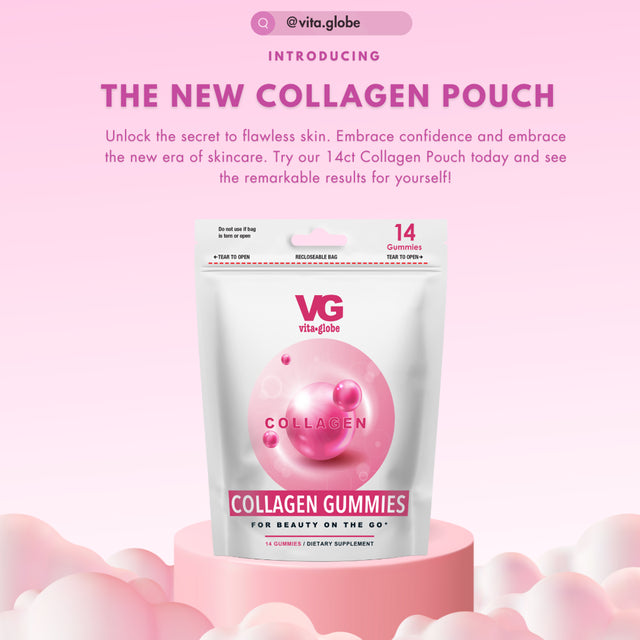 Vita Globe'S Collagen Pouches Supports Collagen in the Body and Skin Health. Vitamin Supplement, 10 Pack Pouches