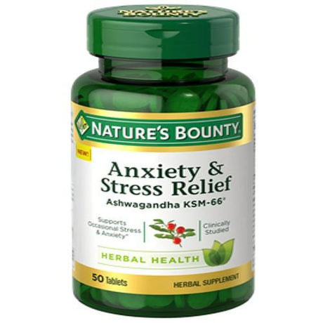 Natures Bounty Anxiety and Stress Relief, Ashwagandha KSM-66 Tablets, 50 Ea , 3 Pack