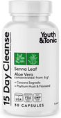 Youth & Tonic 15 Day Colon Cleanser & Detox for Waste Loss to Feel Lighter or Break the Plateau | Natural Cleanse Pills for Belly Bloat for Men & Women | 30 Caps