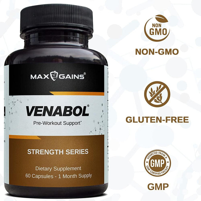 Venabol Supplement for High-Power Workout Support. Great Source of Niacin, Arginine & Citrulline. Supports the Nitric Oxide System. 60 Capsules