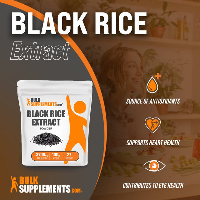 Bulksupplements.Com Black Rice Extract Powder, 3700Mg - Natural Fiber Supplement for Heart & Vision Support (100G - 27 Serv)