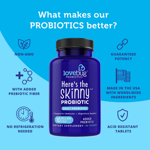 Here'S the Skinny Probiotic, 10 Billion CFU, 30 Count, Lovebug Probiotics