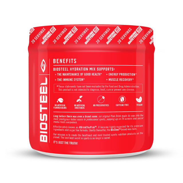 Biosteel Hydration Mix - Zero Sugar, Essential Electrolyte Sports Drink Powder - Mixed Berry - 20 Servings