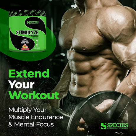 Species Nutrition Stimulyze, Nootropic Pre Workout Powder, Enhanced Pump, Endurance, & Mental Focus (Sour Candy, 30 Servings)