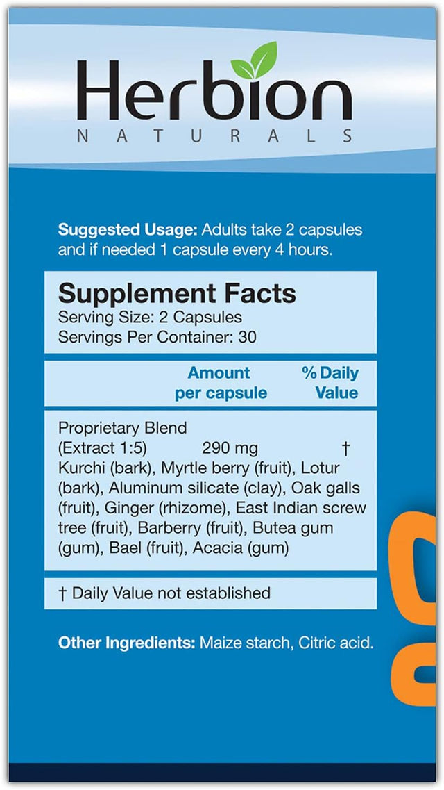 Herbion Naturals Gastro-Intestinal Support Herbal Blend for Upset Stomach Relief, Gastrointestinal Health and Function, Occasional Acid Indigestion, Healthy Intestinal Flora, 60 Vegicaps