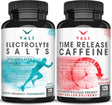 VALI Electrolyte Salts Time Release Caffeine Bundle - Rapid Oral Rehydration for Hydration Nutrition & Fluid Recovery and Smart Slow Release Caffeine for Extended Energy, Focus & Alertness