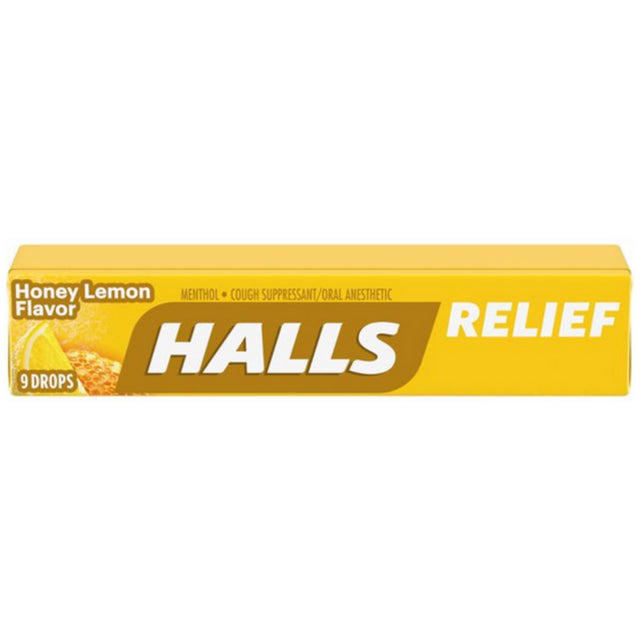 HALLS Relief Honey Lemon Cough Drops,20 Packs of 9 Drops (180 Total Drops)