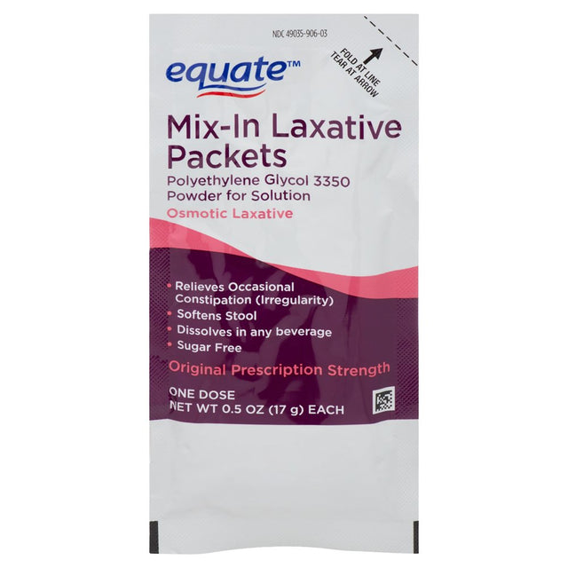 Equate Polyethylene Glycol 3350 Mix-In Laxative Packets, 10 Count