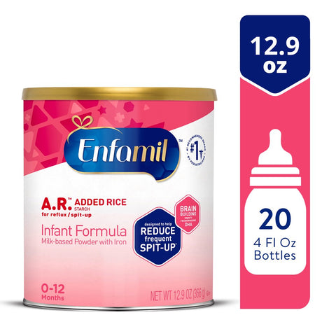 Enfamil A.R. Infant Formula, Reduces Reflux & Frequent Spit-Up, Expert Recommended DHA for Brain Development, Probiotics to Support Digestive & Immune Health, Powder Can, 12.9 Oz​