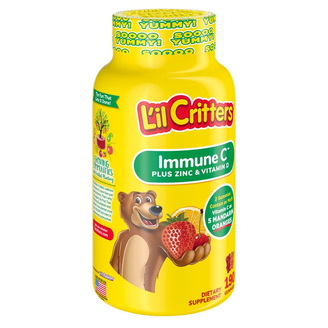 L'Il Critters Immune C Kids Gummy Vitamin Supplement, Fruit Flavored, 190 Count