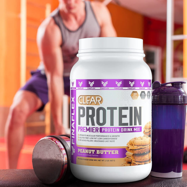 FINAFLEX Clear Protein, Peanut Butter - 2 Lb - Promotes Muscular Performance & Growth - Milkshake-Like Taste - Low Carb, Low Fat & Gluten Free - 27 Servings