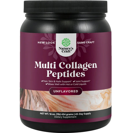 Multi Collagen Protein Powder for Women and Men - Keto Hydrolyzed Collagen Peptides 45 Servings Hair Skin and Nails Vitamins - Unflavored Bovine Collagen Type 1 and 3 for Bone and Joint Support