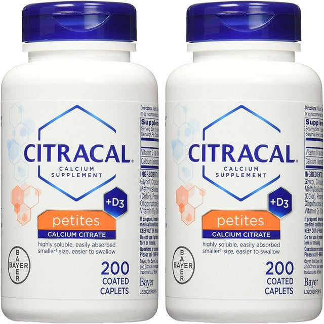 Citracal Calcium Citrate Vitamin D3 Supplement, Bone Support, 200 Ct, 2 Pack