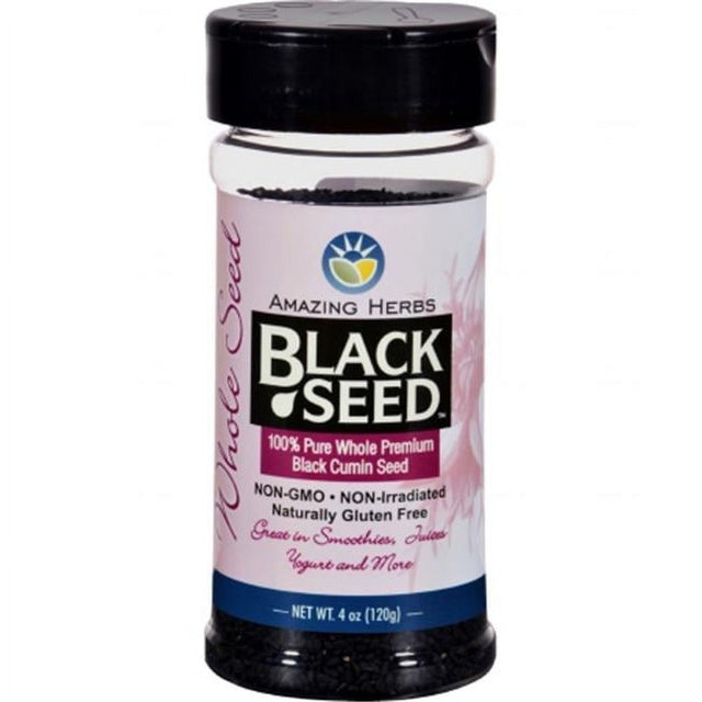 Amazing Herbs Black Whole Seed Jar, 4 Fluid Ounce