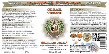 Clear Vision, VETERINARY Natural Alcohol-Free Liquid Extract, Pet Herbal Supplement 2 Oz