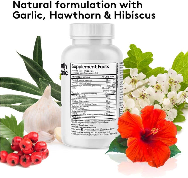 Youth & Tonic Daily Water Weight Away Pills and Blood Pressure Support Supplements/Natural Diuretics for Water Retention & BP Capsules to Maintain a Good Health / 30 + 30 CPS for Women & Men